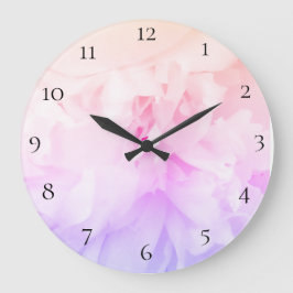 *~* Peony Flower Photo with Pink Lavender Große Wanduhr