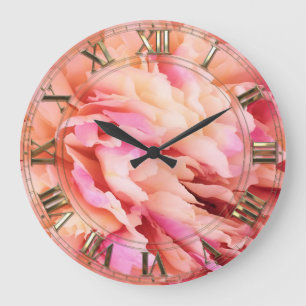 Peony Fluff Große Wanduhr