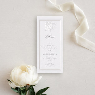 Peony Formal Modern Classic Elfenbeinhochzeit Menükarte