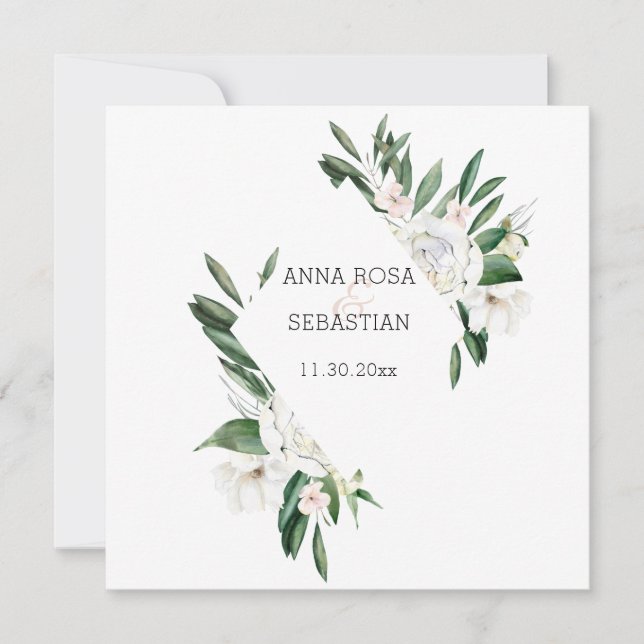 *~* PEONY Frame AR15 QR UAWG Floral Wedding Invita Einladung (Vorderseite)
