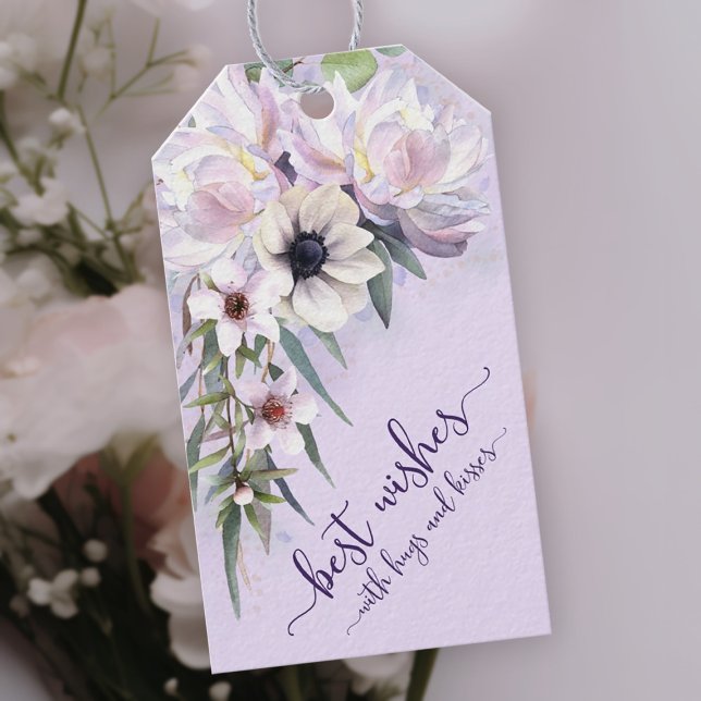 Peony Garden Best Wünsche mit Hugs und Kisses Geschenkanhänger (Peony Garden Best Wishes with Hugs and Kisses Orchid Pink Gift Tags)