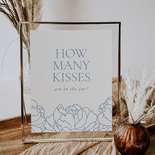 Peony Garden Brautparty "How many Kisses" Zeichen Poster