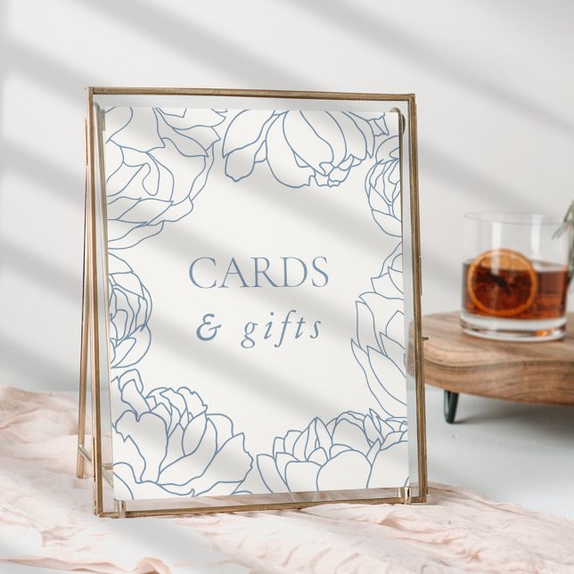Peony Garden Dusty Blue Floral Cards & Geschenke Poster (Von Creator hochgeladen)