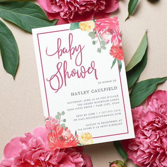 Peony Garden | Invitation Baby shower (Créateur téléchargé)