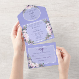 Peony Garden Periwinkle All in One Wedite Einladun All In One Einladung