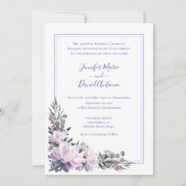 Peony Garden Periwinkle Faire-part de mariage blan