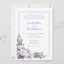 Peony Garden Periwinkle White Wedding Einladung