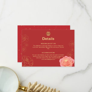 Peony Gold Chinese Mariage Détails Carte de boîtie