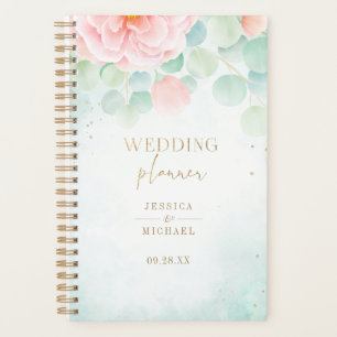 Peony Greenery Eucalyptus Monogram Wedding Planer