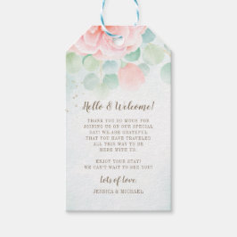Peony Greenery Eucalyptus Monogram Wedding Welcome Geschenkanhänger