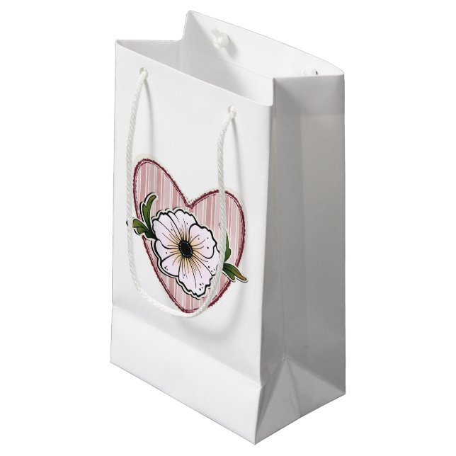 Peony Heart Kleine Geschenktüte (Vorderseite Schrägansicht)