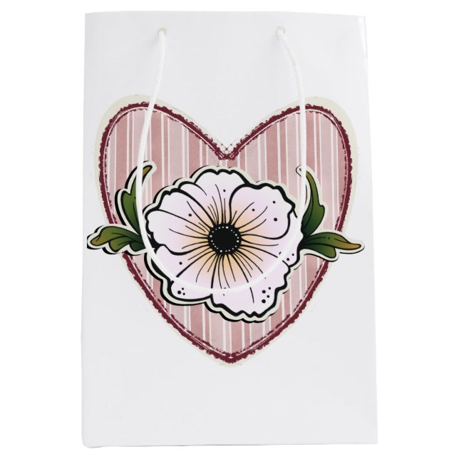 Peony Heart Mittlere Geschenktüte (Vorderseite)