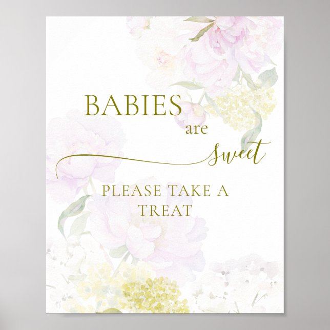 Peony Hydrangea Baby Shower Babies sind süß Poster (Vorne)