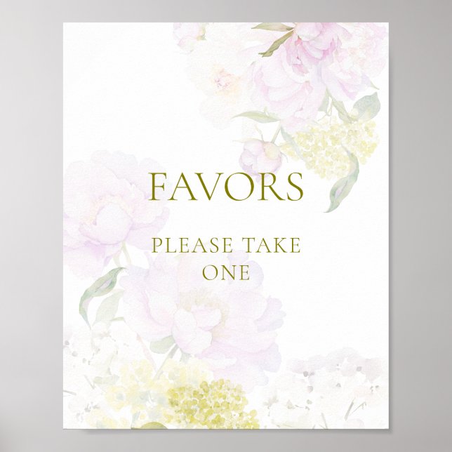 Peony Hydrangea Pastel Baby Duwer Favoriten Poster (Vorne)
