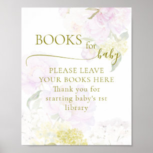 Peony Hydrangea Pastel Babydusche Bücher für Baby Poster