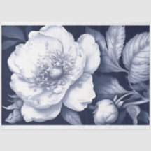 Peony in blue decoupage
