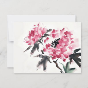Peony Japanisch Minimal Art Malerei Postkarte