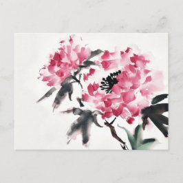 Peony Japanisch Minimal Art Malerei Postkarte