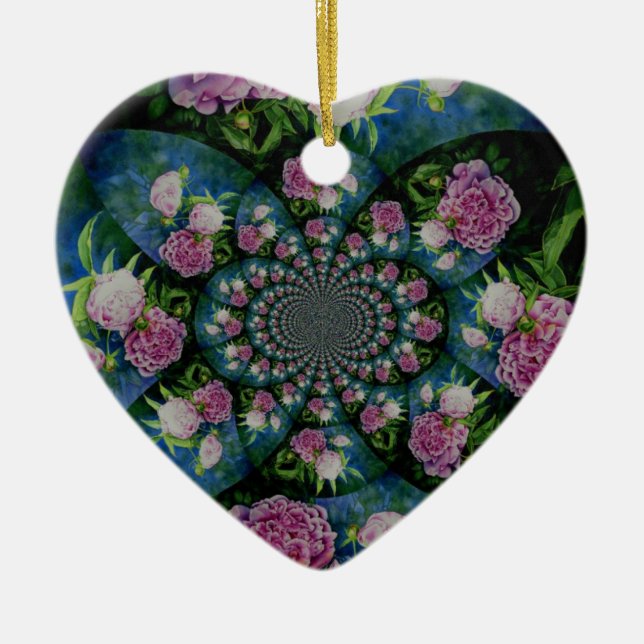 Peony Mandala Keramikornament (Vorne)