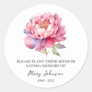 Peony Memorial Funerary Seed Packet Runder Aufkleber