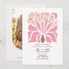 Peony & Mocha Abstract Floral Boho Wedding Einladung