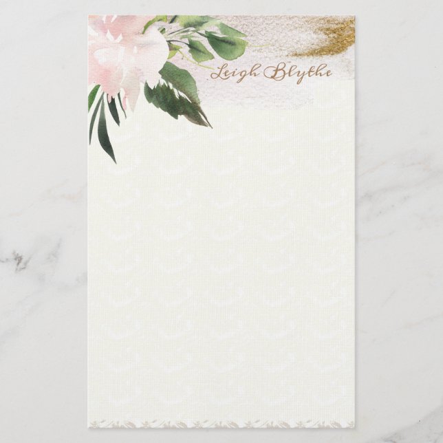 Peony Modern Watercolor Personalisiert Stationieru Briefpapier (Vorderseite)