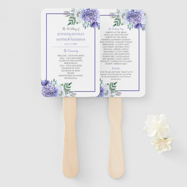 Peony Passion Floral Wedding Program Fans Fächer (Vorne und Hinten)