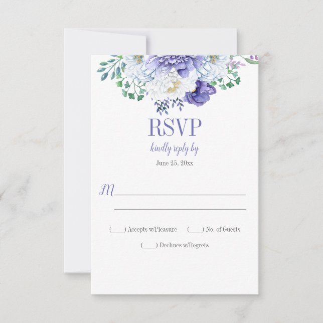Peony Passion Lila Background Vertikale UAWG RSVP Karte (Vorderseite)