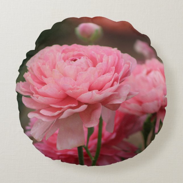 Peony Pink Ranunculus Closeup Throw Kissen (Vorderseite)