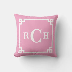 Peony Pink Reverse Chinoiserie Griechisches Schlüs Kissen