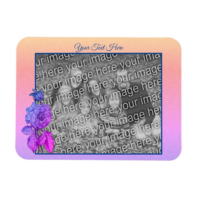 Peony Rainbow Personalisiert Hinzufügen Ihres Foto Magnet (Horizontal)