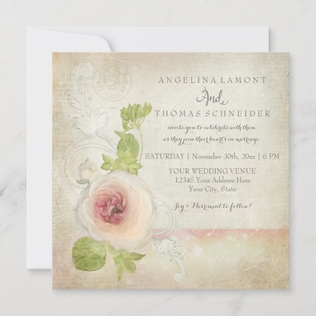 Peony Ranunculus Elegante Schönes Blumengestein Vi Einladung (Vorderseite)