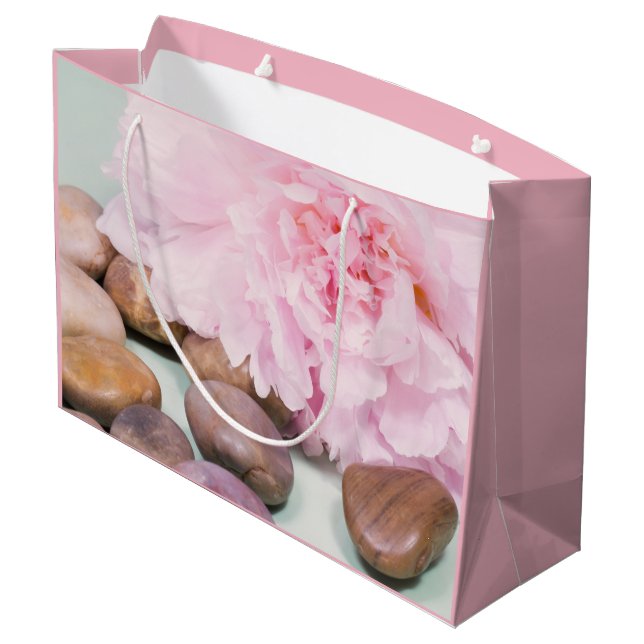 Peony rose Avec Rocks Zen Sac Cadeau (Dos Angle)