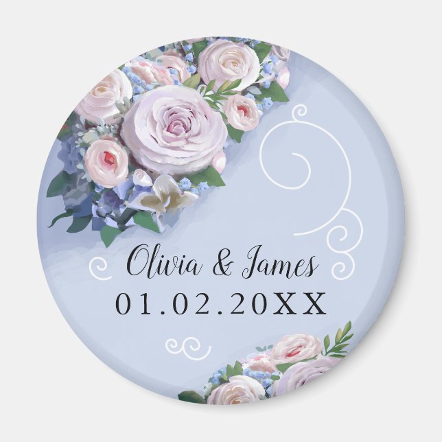 Peony Rose Couple Gastgeschenke Hochzeiten Elegant Magnet (Vorne)