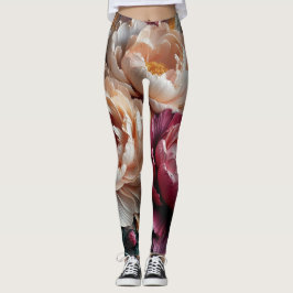 Peony Rose Floral Print Leggings