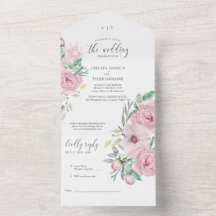Peony Rose Pastel Pink Blumenzehen All In One Einladung