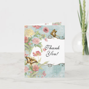 Peony Rose Tulip Floral Flowers Wedding Dankeskarte