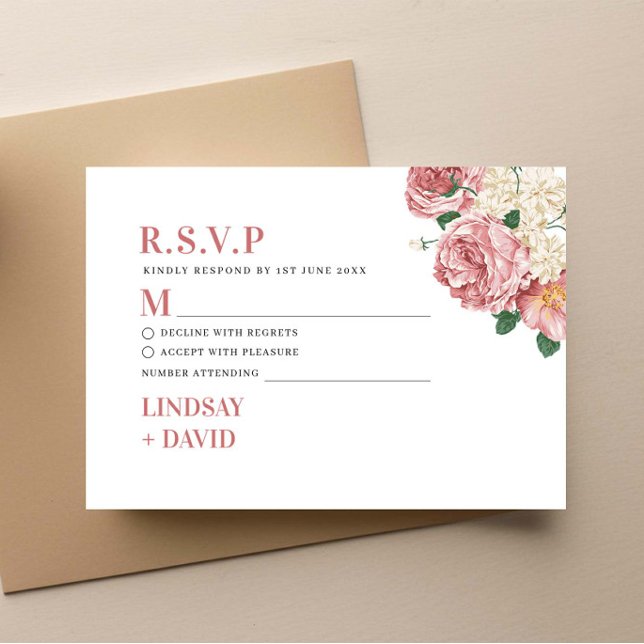 Peony Roses RSVP Enclosure Card Karte (Von Creator hochgeladen)