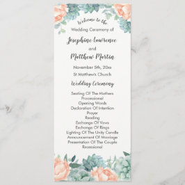 Peony Succulents Foliage Wedding Program Programm