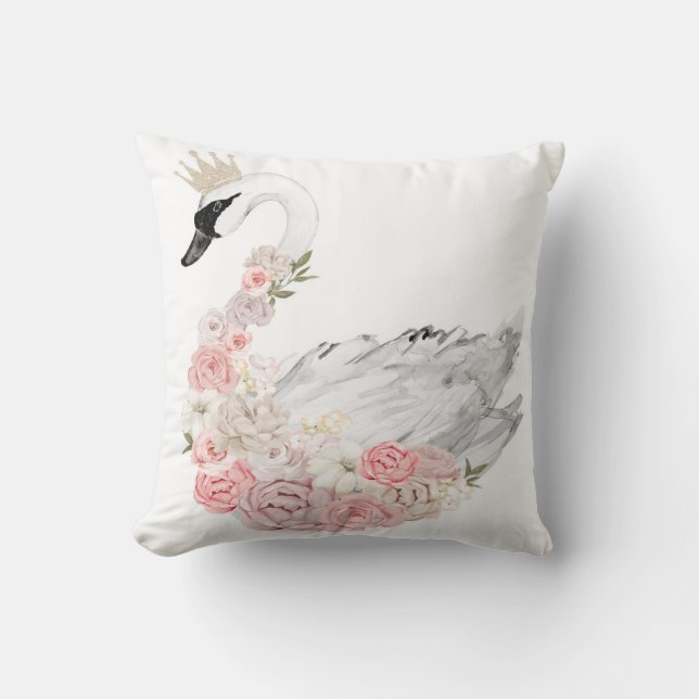 Peony Swan Crown Baby Nursery Girl Peonies Pillow Kissen (Vorderseite)