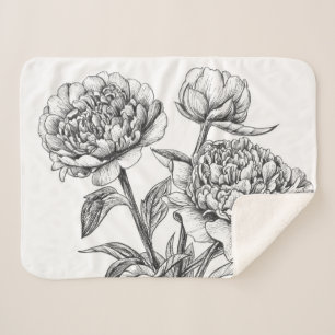 Peony Tinte zeichnend Sherpadecke