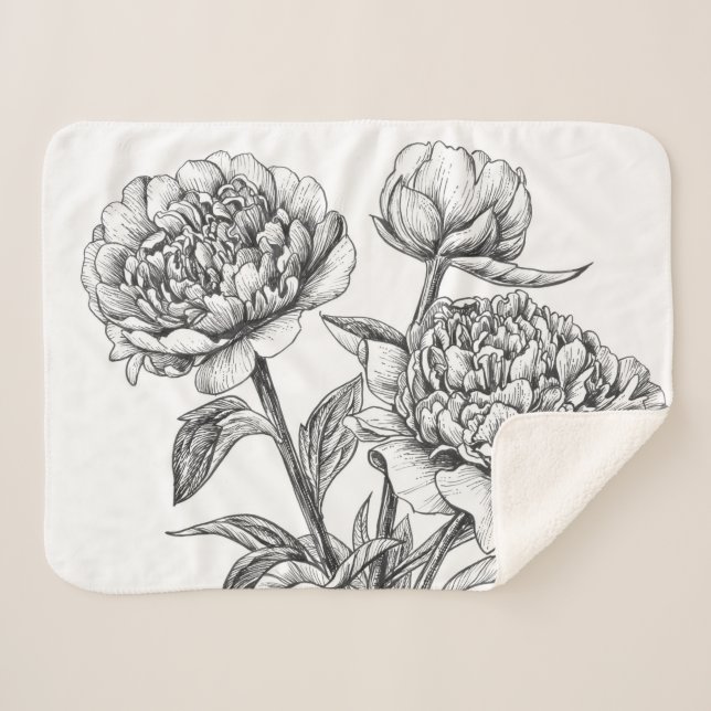 Peony Tinte zeichnend Sherpadecke (Vorderseite (Horizontal))