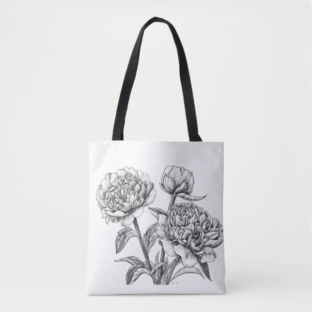 Peony Tinte zeichnend Tasche (Vorderseite)