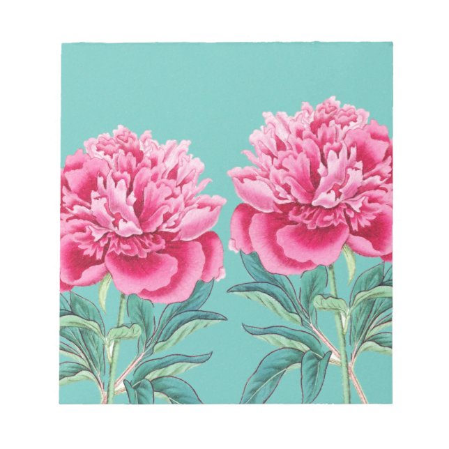 Peony Turquoise Notizblock (Vorderseite)