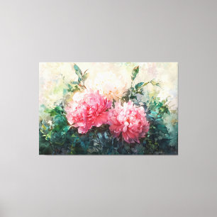 *~* Peony TV2 Vintag Art Stretched Canvas Print Leinwanddruck