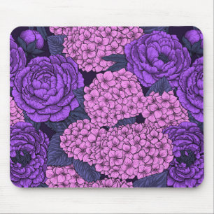 Peony und Hydrangea in Rosa und Violett Mousepad