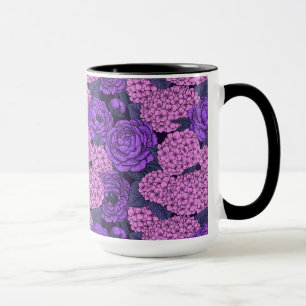 Peony und Hydrangea in Rosa und Violett Tasse