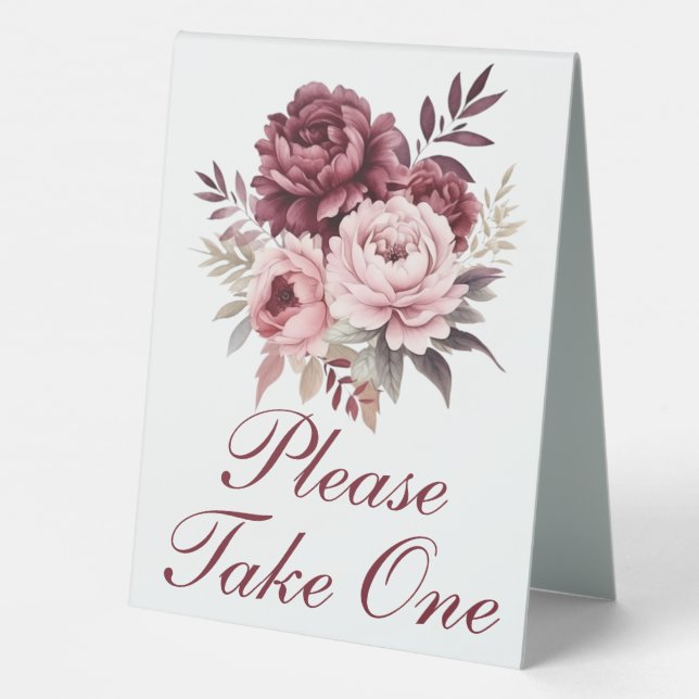 Peony Watercolor Gastgeschenke Hochzeiten Tischaufsteller (Rückseite)