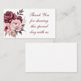 Peony Watercolor Pink Burgundy Blumenhochzeit Platzkarte