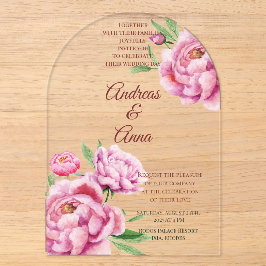 Peony Wedding Acryleinladungen